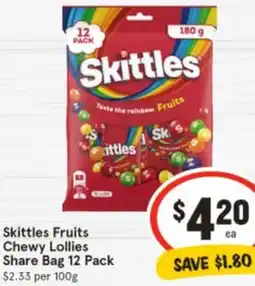 IGA Skittles Fruits Chewy Lollies Share Bag offer