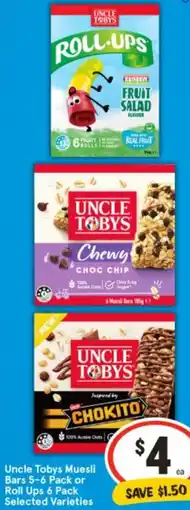 IGA Uncle Tobys Muesli Bars or Roll Ups offer