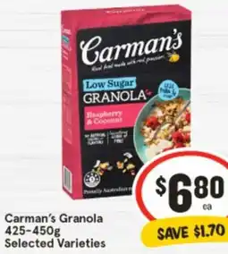 IGA Carman's Granola offer