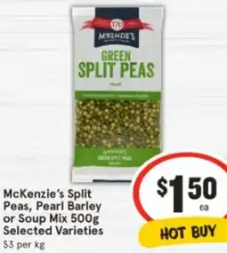 IGA McKenzie's Split Peas, Pearl Barley or Soup Mix offer