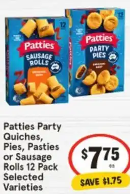 IGA Patties Party Quiches, Pies, Pasties or Sausage Rolls offer