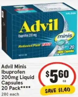 IGA Advil Minis Ibuprofen Liquid Capsules offer