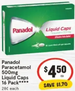 IGA Panadol Paracetamol Liquid Caps offer