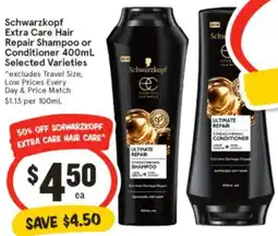 IGA Schwarzkopf Extra Care Hair Repair Shampoo or Conditioner offer