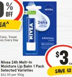IGA Nivea 24h Melt-In Moisture Lip Balm offer