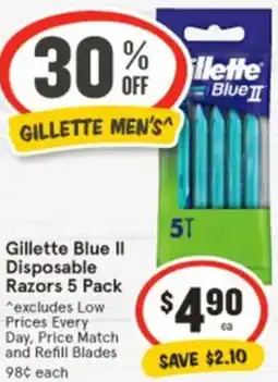 IGA Gillette Blue II Disposable Razors offer