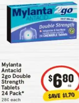 IGA Mylanta Antacid 2go Double Strength Tablets offer