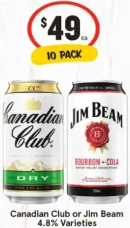 IGA Canadian Club or Jim Beam 4.8% Varieties offer