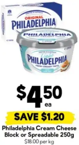 Drakes Philadelphia Cream Cheese Block or Spreadable offer