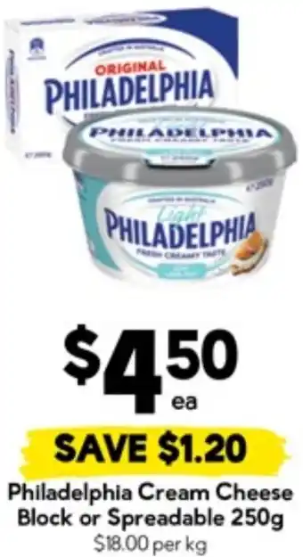 Drakes Philadelphia Cream Cheese Block or Spreadable offer