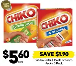 Drakes Chiko Rolls 4 Pack or Corn Jacks 5 Pack offer