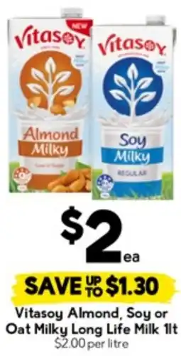 Drakes Vitasoy Almond, Soy or Oat Milky Long Life Milk offer