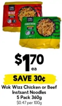 Drakes Wok Wizz Chicken or Beef Instsant Noodles offer