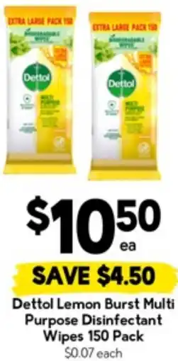 Drakes Dettol Lemon Burst Multi Purpose Disinfectant Wipes offer