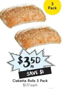 Drakes Ciabatta Rolls 3 Pack offer