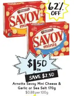 Drakes Arnotts Savoy Mini Cheese & Garlic or Sea Salt offer