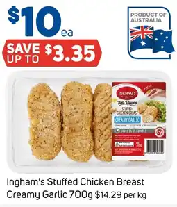 Foodland Ingham's Stuffed Chicken Breast Creamy Garlic offer