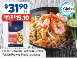 Foodland Global Seafoods Cooked & Peeled Tail On Prawns offer