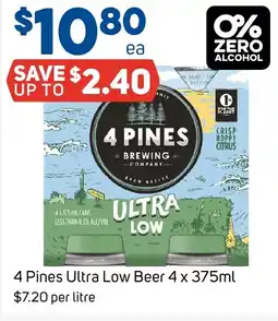 Foodland 4 Pines Ultra Low Beer offer
