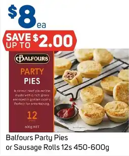 Foodland Balfours Party Pies or Sausage Rolls 12s offer