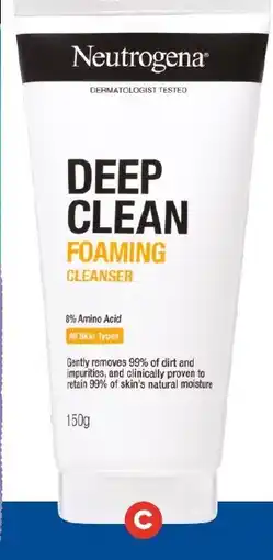 Foodland Neutrogena Deep Clean Foaming Cleanser offer