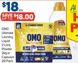 Foodland OMO Laundry Liquid 2 Litre, Powder 2kg or Capsules 28 Pack offer