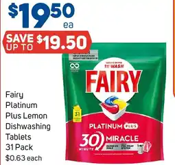 Foodland Fairy Platinum Plus Lemon Dishwashing Tablets offer