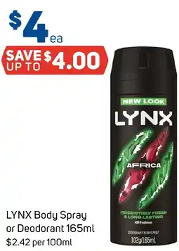 Foodland LYNX Body Spray or Deodorant offer