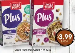 Spudshed Uncle Tobys Plus Cereal offer