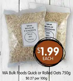 Spudshed WA Bulk Foods Quick or Rolled Oats offer