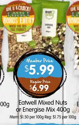 Spudshed Eatwell Mixed Nuts or Energise Mix offer