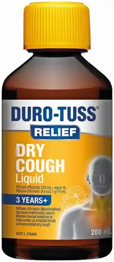 Pharmacy Best Buys Duro-tuss relief dry cough liquid 3 years+ offer