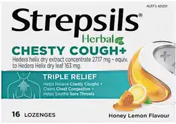 Pharmacy Best Buys Strepsils herbal chesty cough+ honey lemon flavour offer