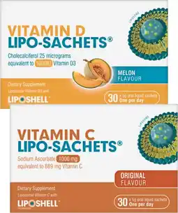 Pharmacy Best Buys Lipo-sachets vitamin d melon flavour or vitamin c offer