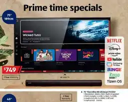 ALDI 75 Tizen Ultra HD LED Smart TV offer