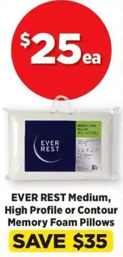 Spotlight EVER REST Medium, High Profile or Contour Memory Foam Pillows offer