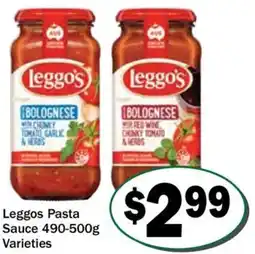 Friendly Grocer Leggos Pasta Sauce Varieties offer