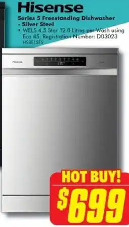The Good Guys Hisense Series 5 Freestanding Dishwasher - Silver Steel offer