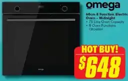 The Good Guys Omega 60cm 8 Function Electric Oven - Midnight offer