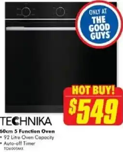 The Good Guys TECHNIKA 60cm 5 Function Oven offer