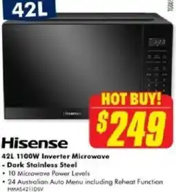 The Good Guys Hisense 42L 1100W Inverter Microwave - Dark Stainless Steel offer