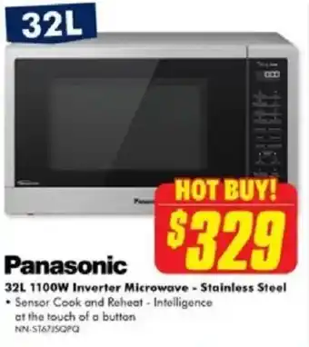 The Good Guys Panasonic 32L 1100W Inverter Microwave - Stainless Steel offer