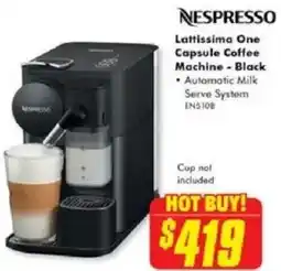 The Good Guys Nespresso Lattissima One Capsule Coffee Machine - Black • Automatic Milk offer