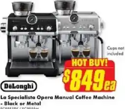The Good Guys DeLonghi La Specialista Opera Manual Coffee Machine - Black or Metal offer