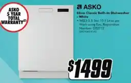 The Good Guys ASKO 82cm Classic Built-in Dishwasher White offer