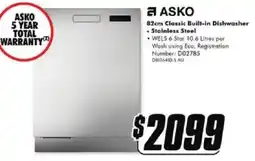 The Good Guys ASKO 82cm Classic Built-in Dishwasher Stainless Steel offer