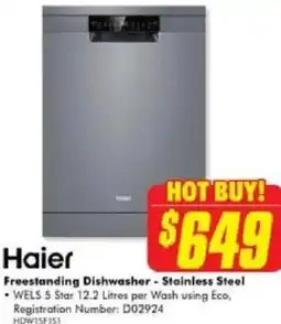 The Good Guys Haier Freestanding Dishwasher - Stainless Steel offer