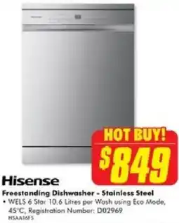 The Good Guys Hisense Freestanding Dishwasher - Stainless Steel offer