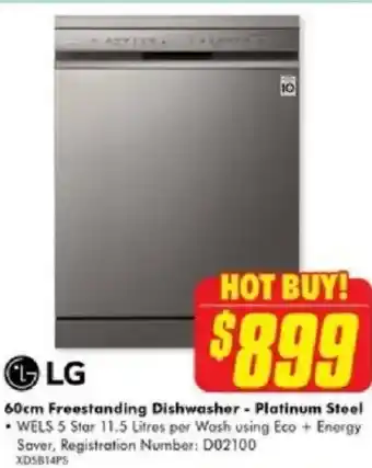 The Good Guys LG 60cm Freestanding Dishwasher - Platinum Steel offer