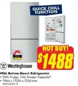 The Good Guys Westinghouse Bottom Mount Refrigerator offer